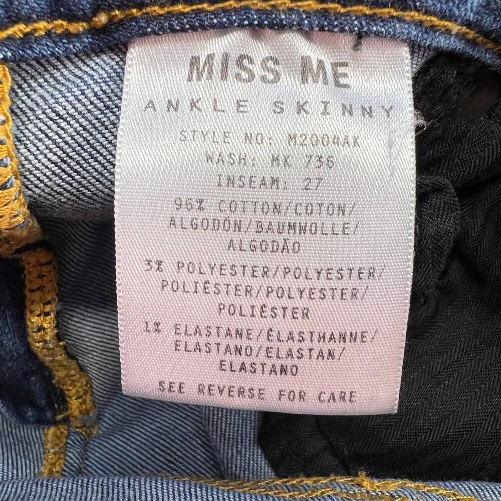 Miss Me Women's Ankle Skinny Size 27 (4) Medium Denim Wash Embroidered Ankles - Picture 11 of 12